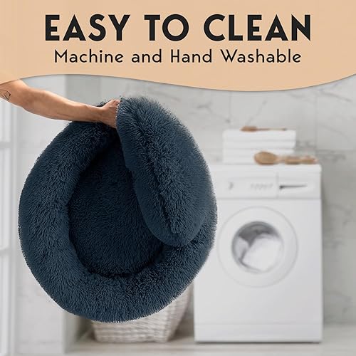Miniatura 7 de PetJett - Camas calmantes para perros de tamaño grande, cama redonda de 36 pulgadas, antideslizante y lavable, cama en forma de dona súper suave, de