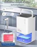Heelay® Déshumidificateur,1200ML Petit Déshumidificateur électrique à économie D'énergie de,Portable,Ultra Silencieux,Arrêt Automatique, éclairage 7 Couleurs,Pour Salle de Bain,Idéal pour 5–10 m² - 5