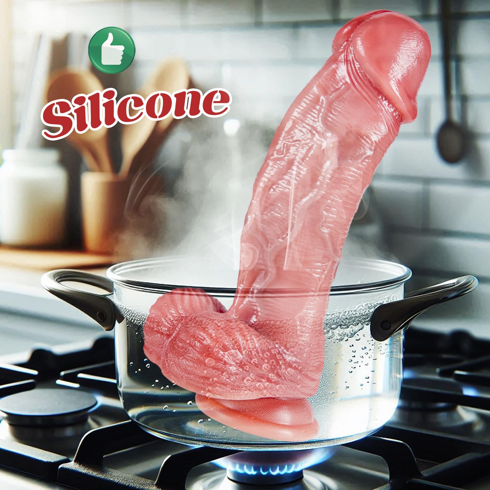 Fallo Lifelike Gigante Realistico 27,5 cm in Silicone Doppia Densità Spesso, Dildo Curvo con Ventosa Potente Anale G-Spot Diametro 6 cm Strapon Massaggio, Dildo Sex Toys per Donna & Uomo