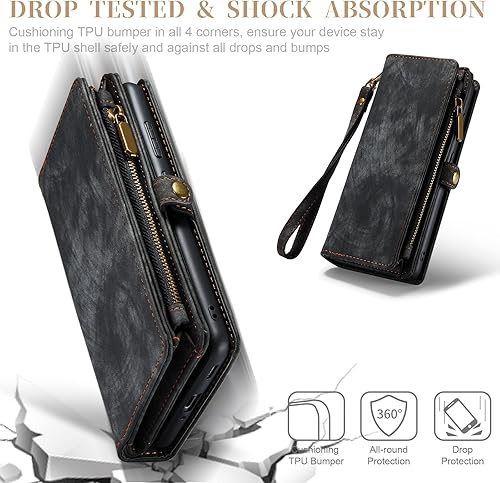 Miniatura 7 de Asuwish Funda de teléfono para Samsung Galaxy S21 Ultra Glaxay S21ultra 5G con cremallera, protector de pantalla de vidrio templado y tarjetero