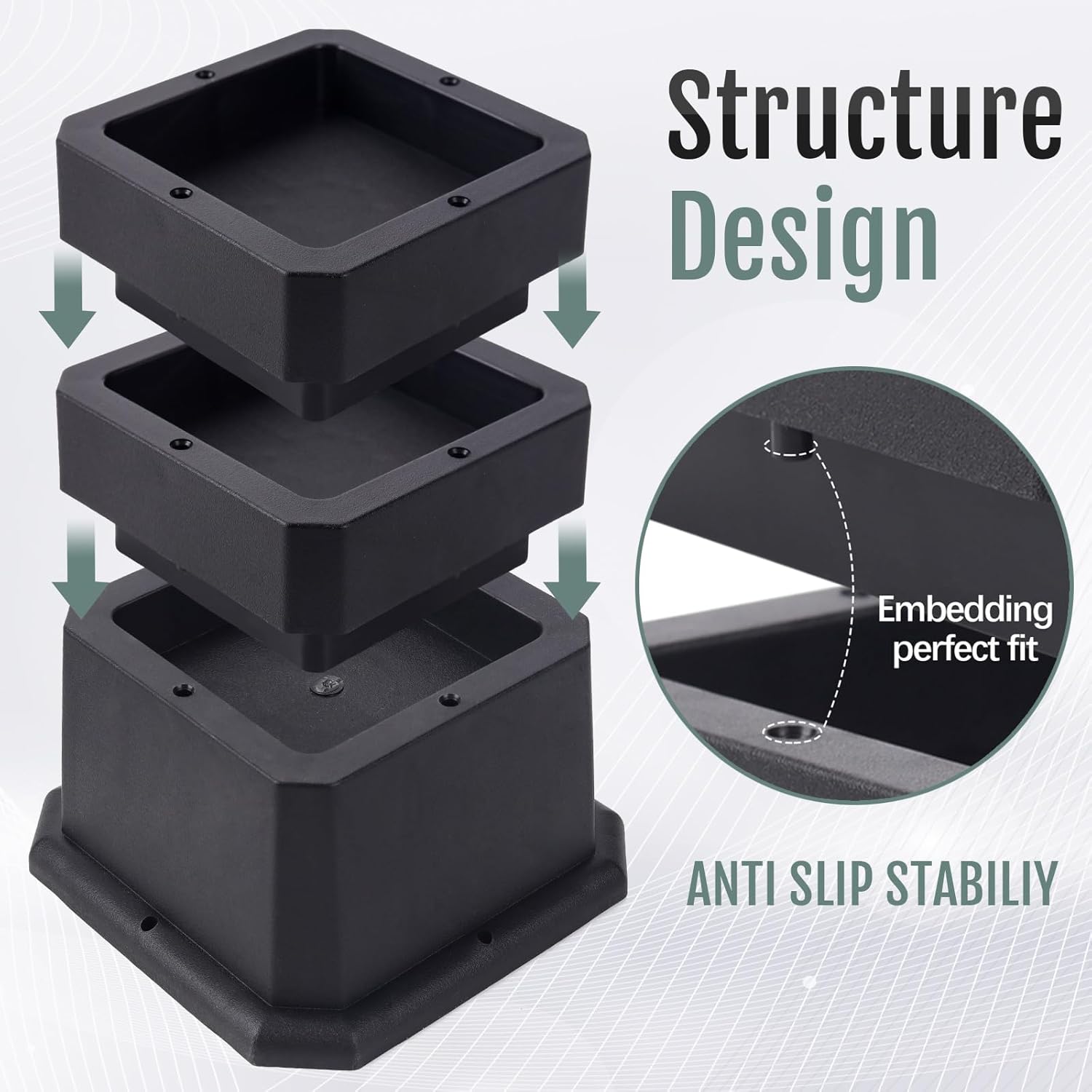 BTSD-home Bed Risers 2, 3 or 4 Inch Heavy Duty Furniture Risers ...