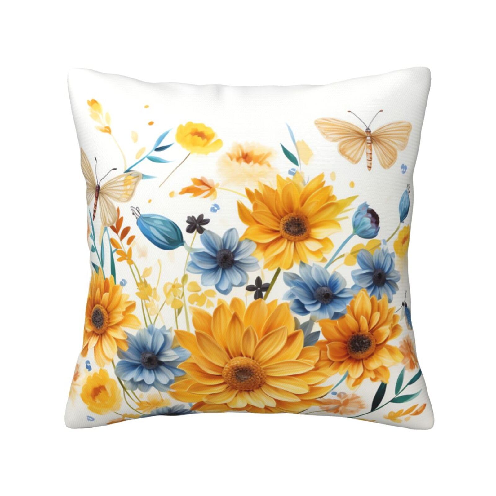 FodPand Sunflowers and Dragonflies Throw Pillow Covers 16"X16" Super Soft Cozy Pillows Case Morden Decorative Cushion Cover for Sofa Couch Bed Home Decor
