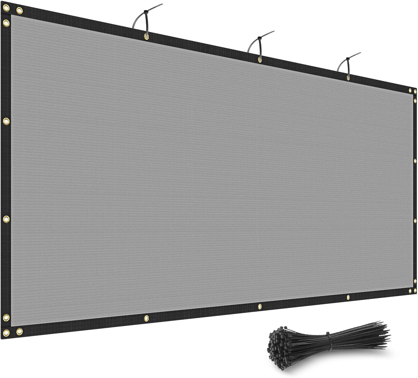 5'x50' Privacy Fence Screen Outdoor Heavy Duty Windscreen Mesh Fencing Shade Net Cover Blockage Temporary Chain Link Fence for Backyard Pool Deck Patio Garden Balcony, Light Gray