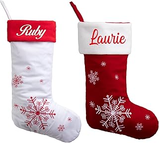 Personalized Christmas Stocking 1 Pack, Xmas Stockings Custom Name Embroidered Holiday Party Home Decorations Gifts for Mantle Xmas Tree Fireplace Holiday Festival Party Family Ornaments