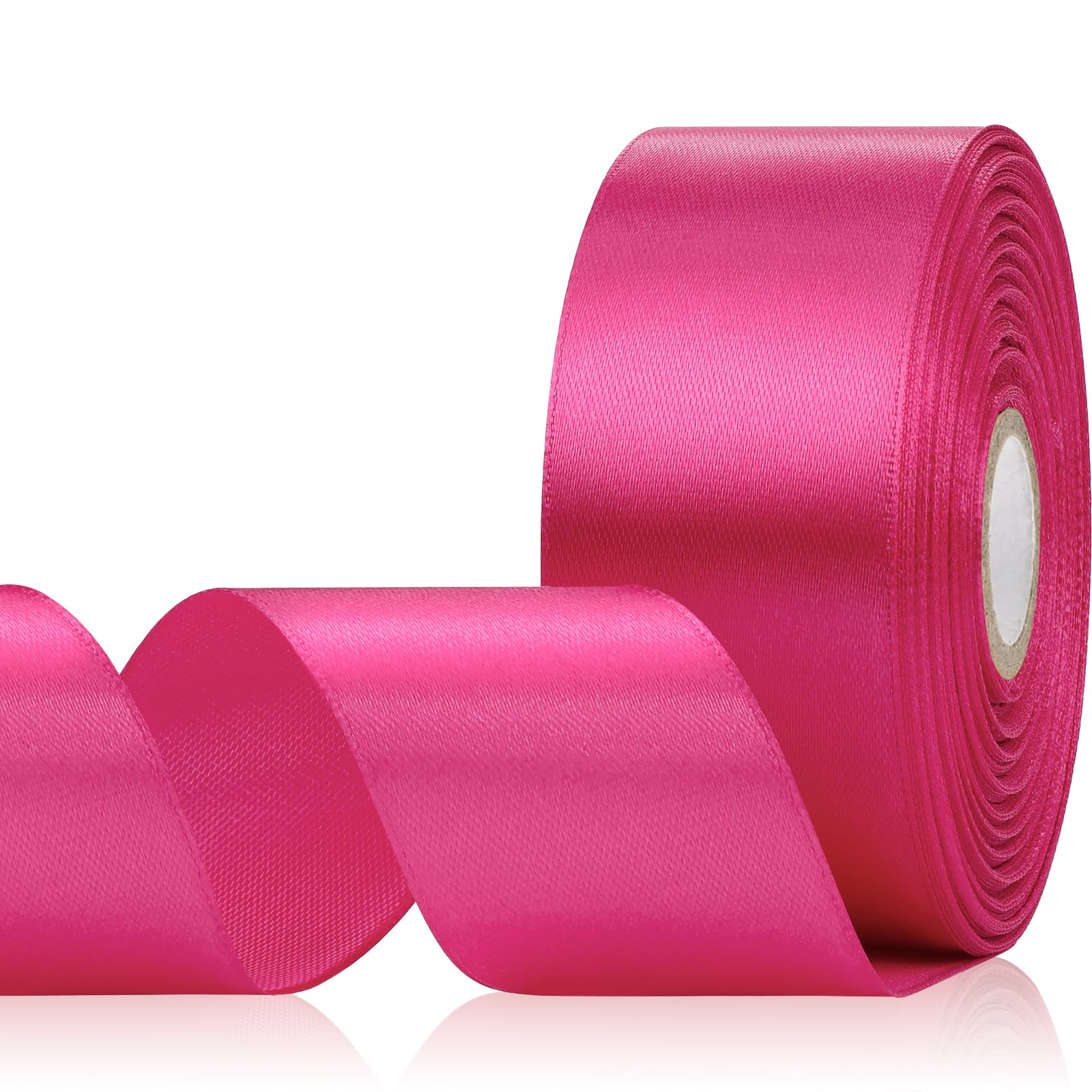 Aoropo 30 Yards Hot Pink Ribbon 1-1/2 Inch, Hot Pink Satin Ribbon for Flower Bouquet Accessories, Gift Wrapping, Crafts, Hair, Christmas, Wedding and