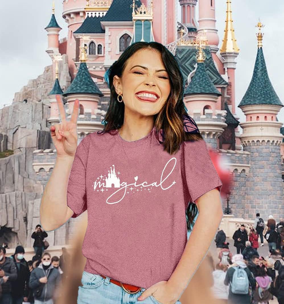 Magical Shirt for Women Magic Kingdom Tshirt Cute Castle Graphic Tees Family Vacation Shirts Short Sleeve Casual Tops - Image 3