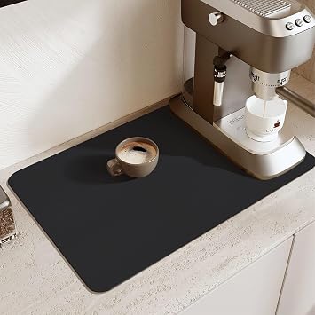 Coffee Mat Coffee Machine Mat Coffee Machine Mat Quick-Drying Drying Mat for Kitchen Worktops Absorbent Drying Mat Coffee Machine Drying Mat Tableware (Black 40 x 60 cm)