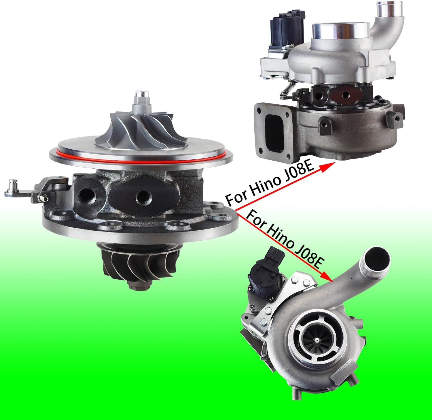 830724-5001 775806 Upgrade Geramic Bearing Turbo Cartridge Fits for Hino Truck 268 338 338T J08E 7.7L 17201-E0652 17201-E0654 GTB3576KLNRV Turbocharger