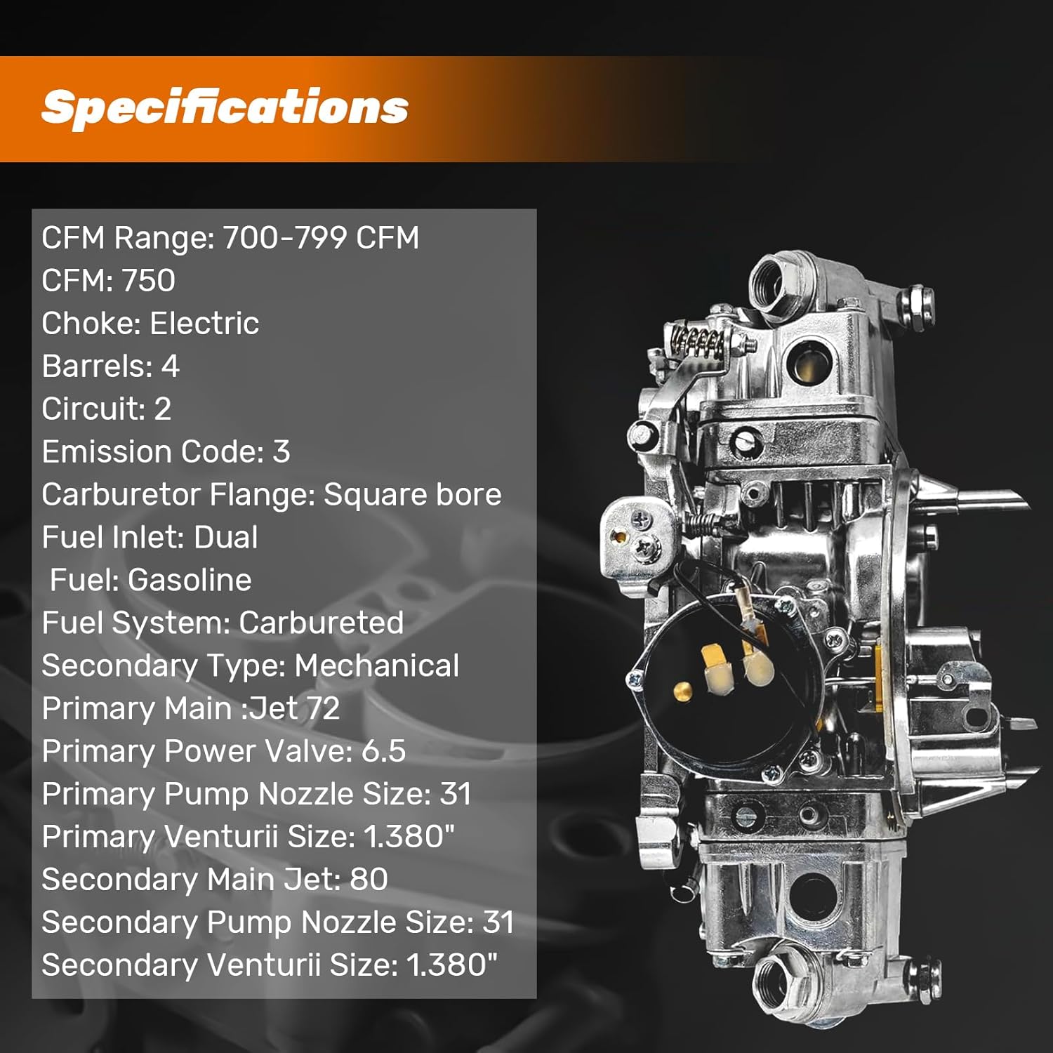 BR-67213 Carburettor 750 CFM 4 Barrel Double-Pumper Carb E-Choke for Holley BR67213