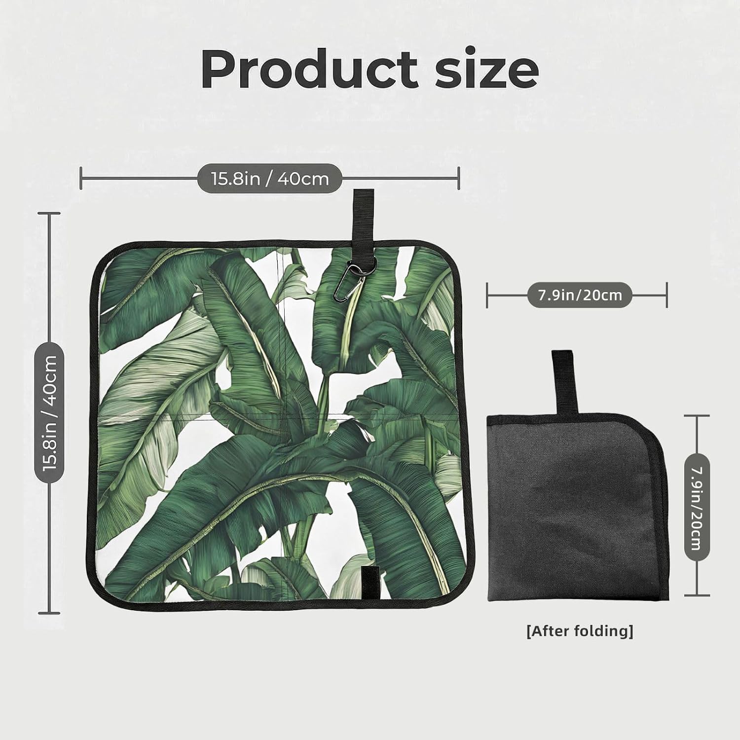 (Tropical Banana Palm Leaves) Sitting Pad Foldable Seat Cushion Lightweight Camping Seat Mat with Hook for Outdoor Hiking Picnic Camping
