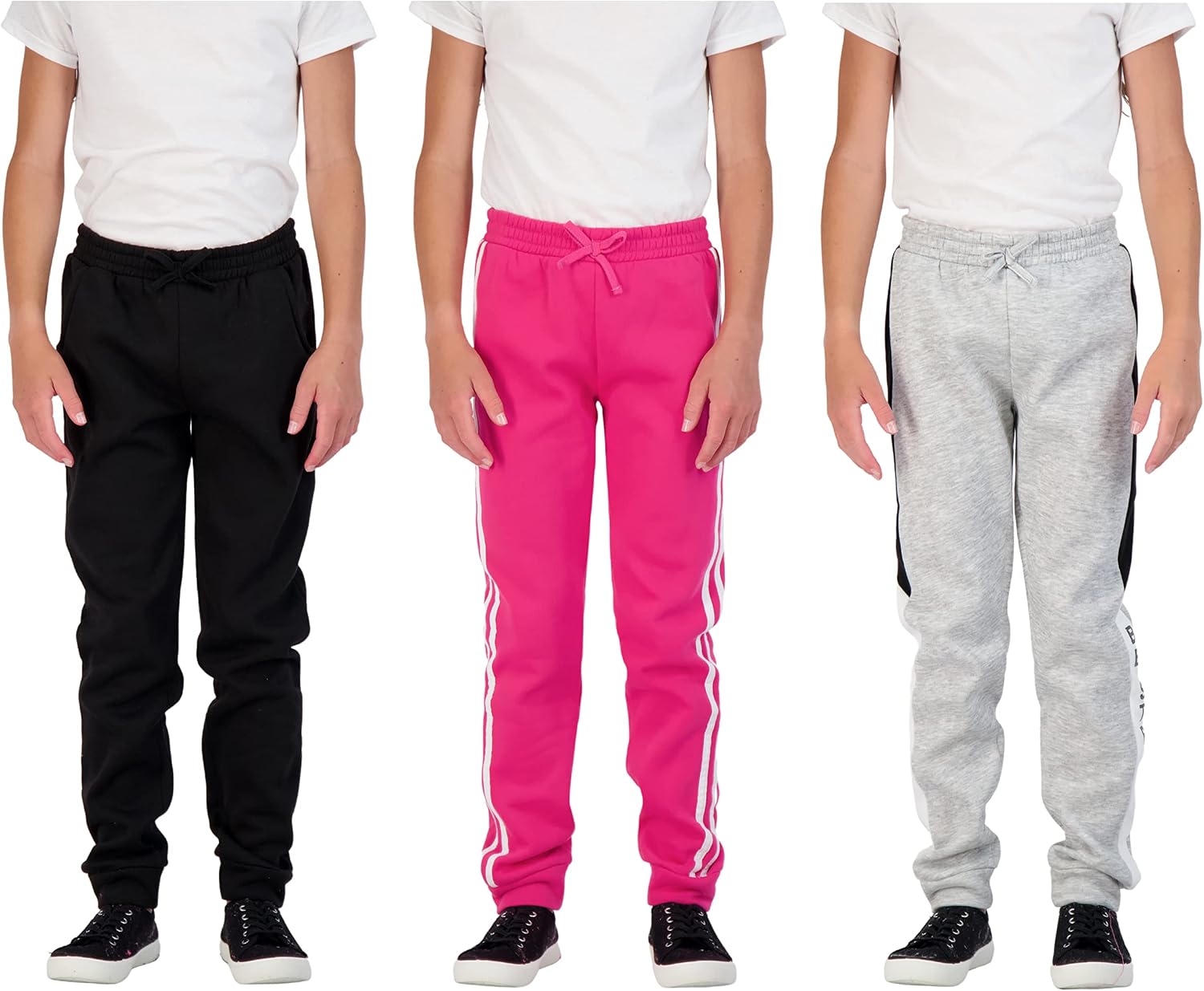 Star Ride Girls Sweatpants 3-Pack Fleece Jogger Pants for Kids Clothes