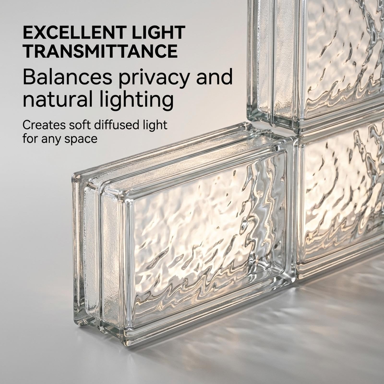 Briques de verre pleines pour cloisons, blocs de verre décoratifs 19×19×8 cm pour séparateurs de pièces, décoration architecturale intérieure moderne(H)