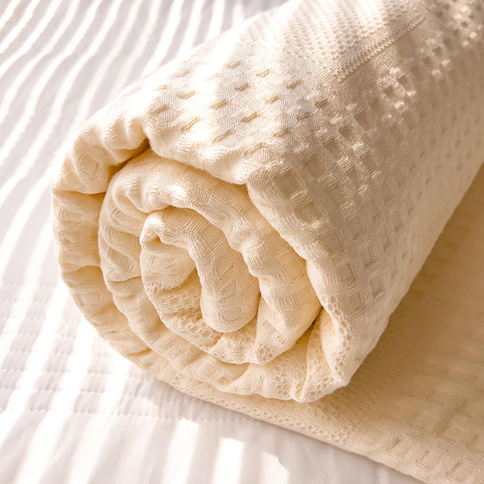 Plaid en coton respirant contre la chaleur, couverture été 178x203 pour lit