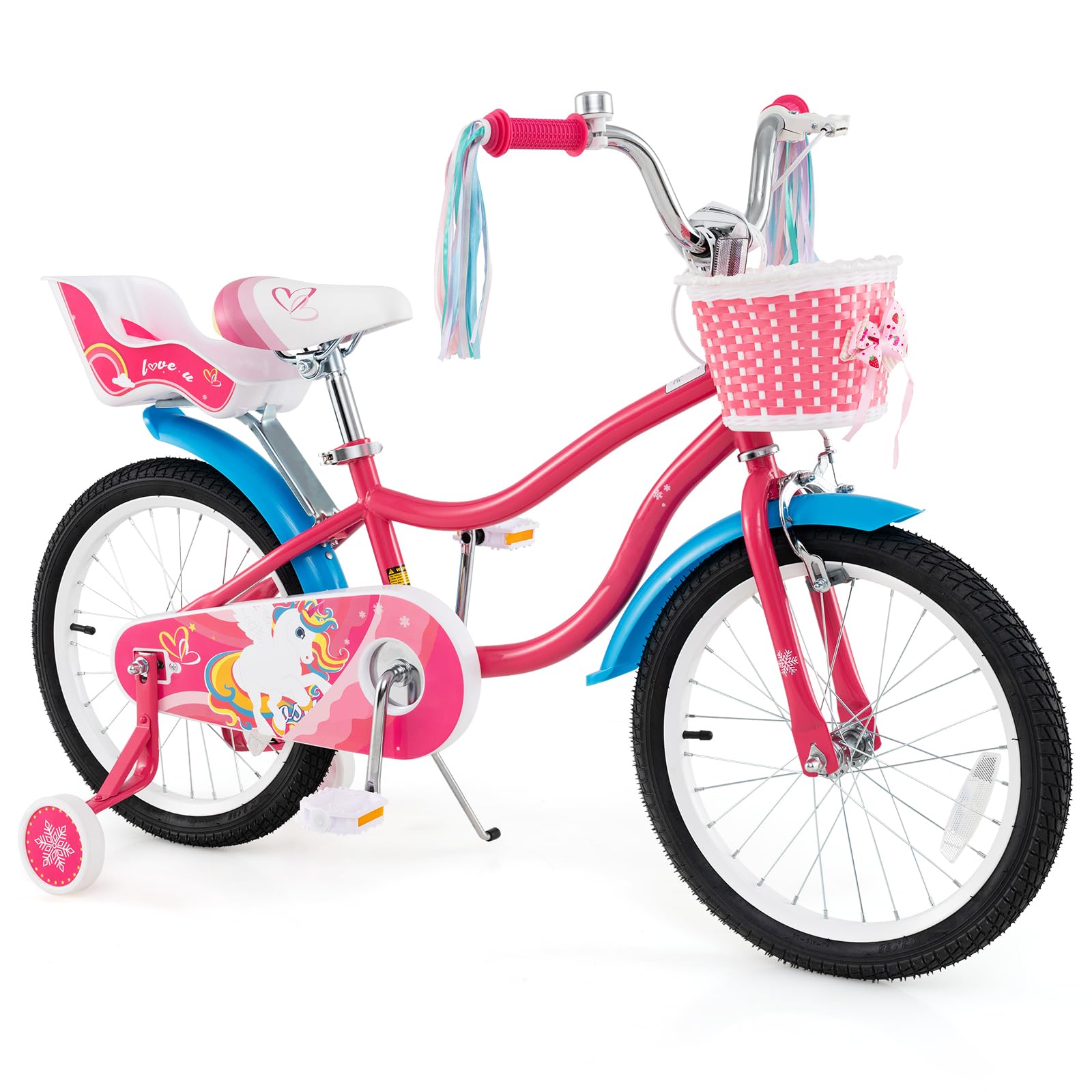 BABY JOY Girls Bike with Doll‑Seat