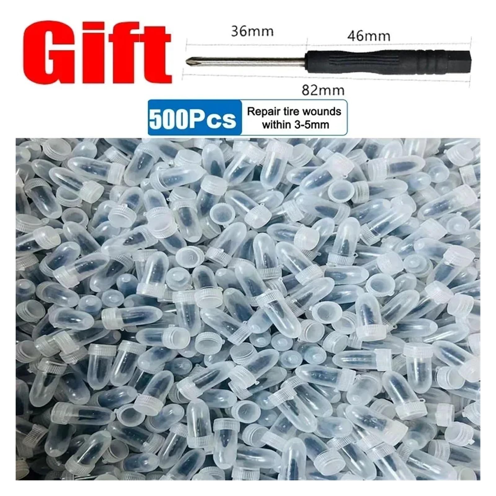 Clavos de reparación de neumáticos de vacío, 10/500 piezas, tornillos y parches sin cámara para rueda de motocicleta, coche, camión, juego de reparación profesional a granel (500 piezas