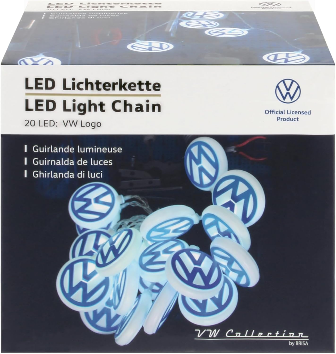 BRISA VW Collection - Volkswagen 3D Indoor Battery String Lights Party Fairy Lighting VW Design (VW Logo/White/9.8 feet)