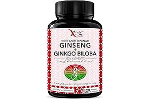 Korean Red Panax Ginseng Supplement 1200mg with Ginkgo Biloba