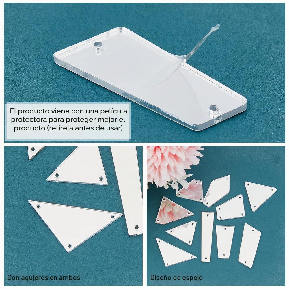 PH PandaHall 180 espejos acrílicos irregulares para coser en vestidos de noche, decoración de ropa, decoración de ropa, boda, fiesta, centro de mesa, 9 ~ 23 mm