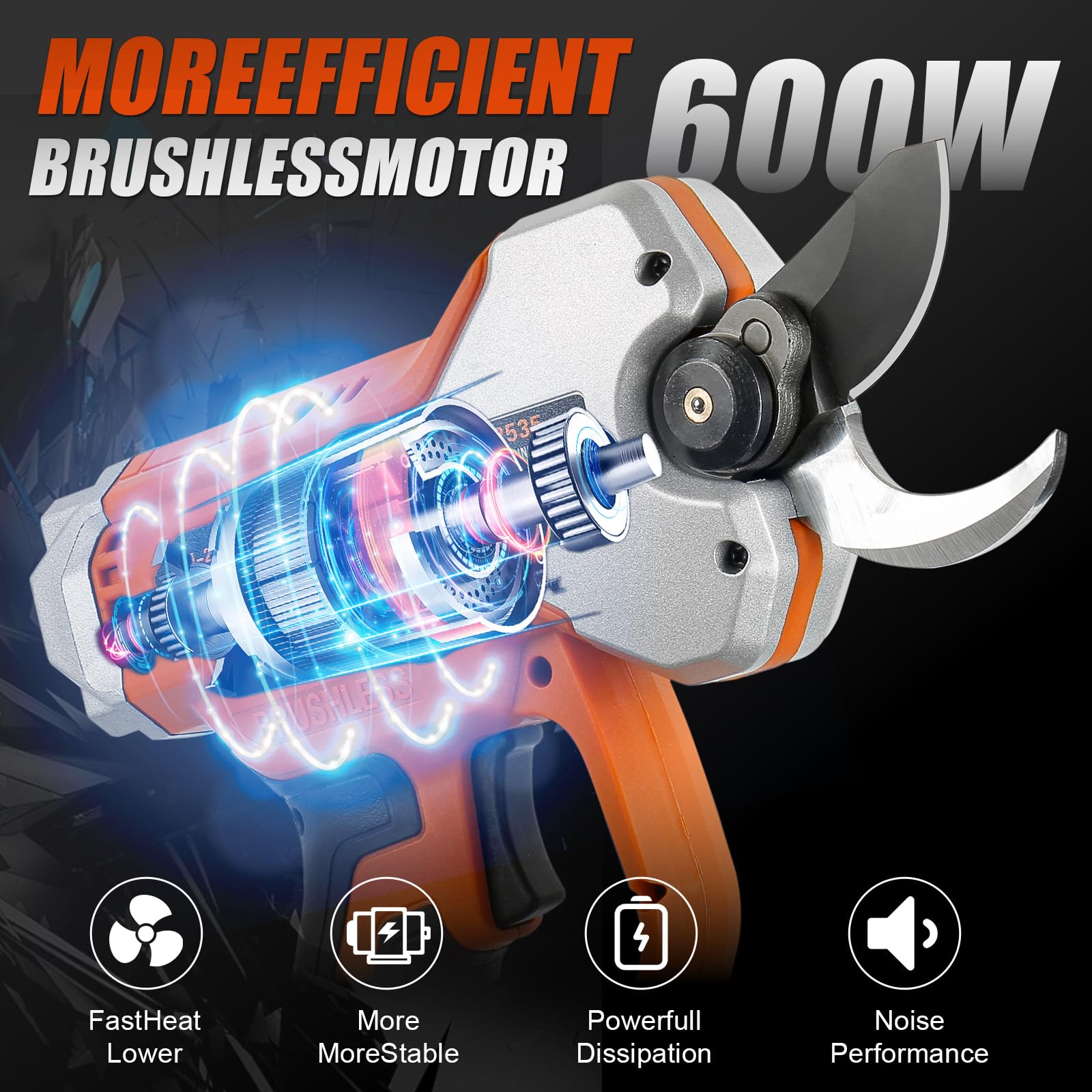 Tijeras de podar con batería para Makita de 18 V, 35 mm de diámetro de corte, tijeras de podar eléctricas profesionales con 2 baterías de 2000 mAh y podómetro de corte LED