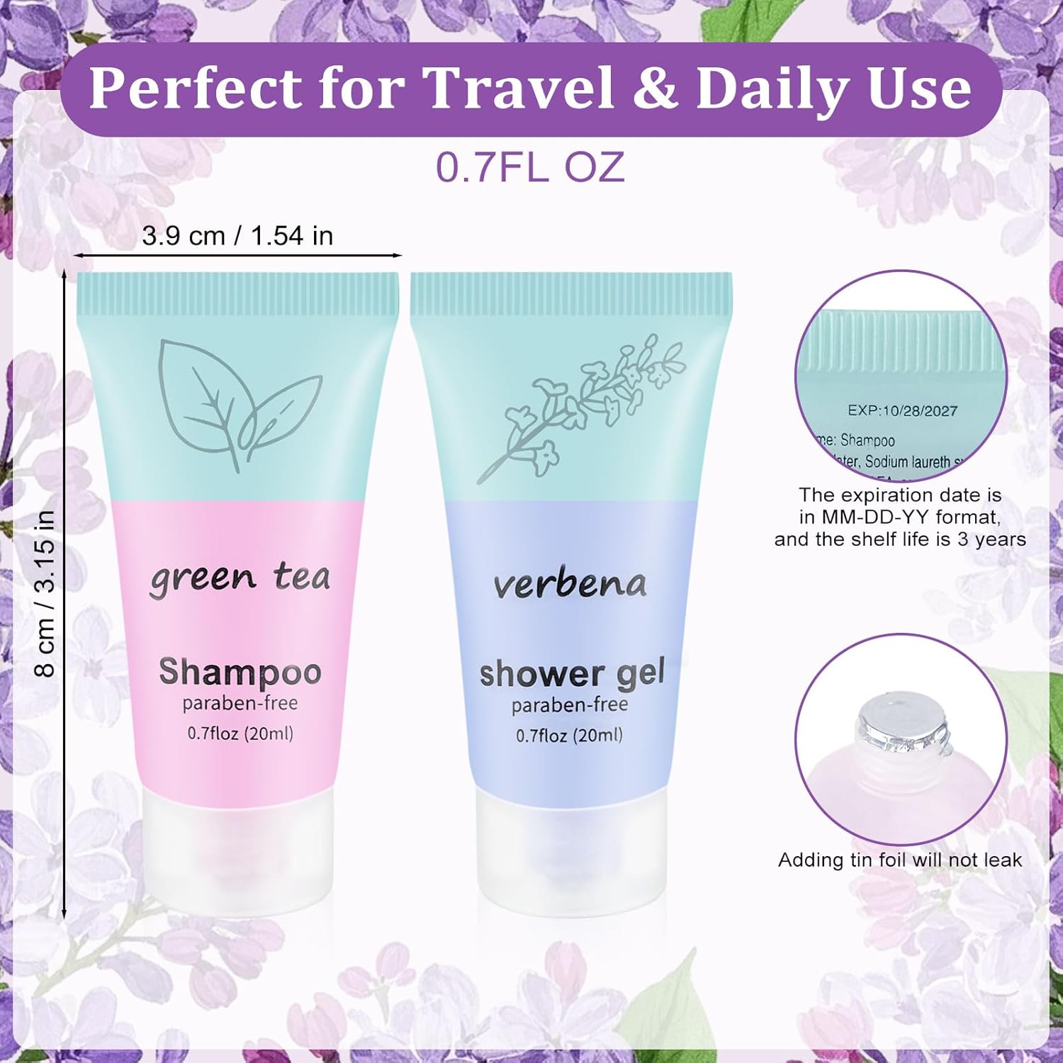 Travel Size Body Wash and Shampoo Bulk 0.7fl Oz,Travel Size Shower Gel Set，Shampoo Bulk Travel Size ,Hotel Supplies for Guests Vacation Homeless Hotel (pack of 100)