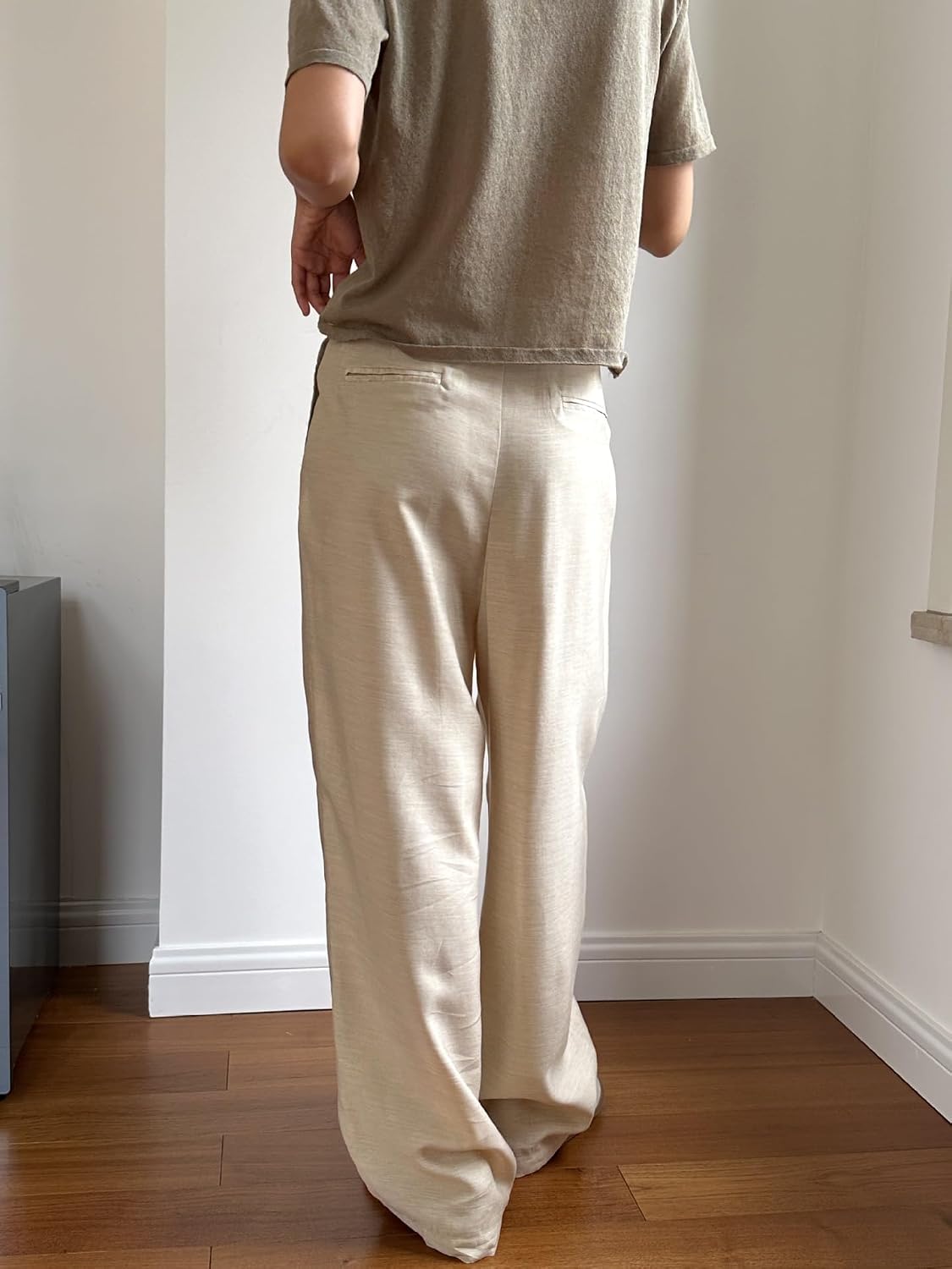Women's Wool Pants Summer Casual Korean-Style Loose Wide-Leg Dress Trousers