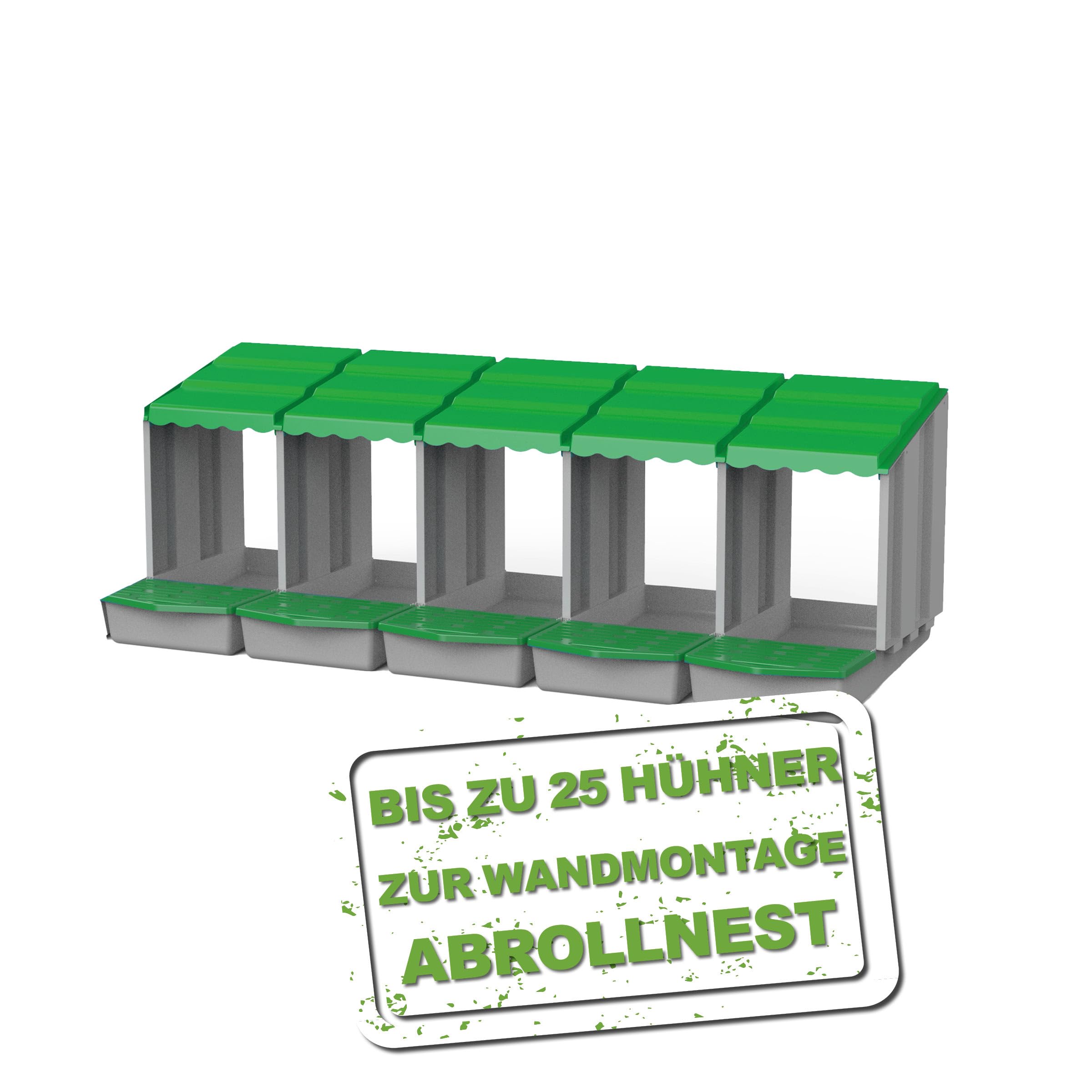 MeineHennen Hühner Legenest/Abrollnest aus robustem Kunststoff zur Wandmontage, erschafft einen sicheren Sammelbereich für Eier, mit int. Klappe, grau/grün, LxHxB 51,5 x 46,5 x 139,7 cm