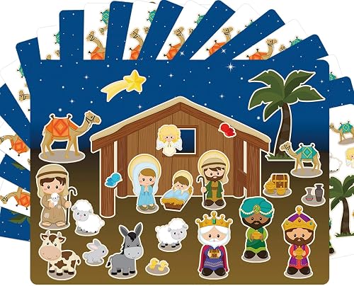 ceiba tree Nativity Stickers 12 Sets Make-A-Nativity Scene Sticker for Christmas Crafts School Supply VBS Classroom Activity