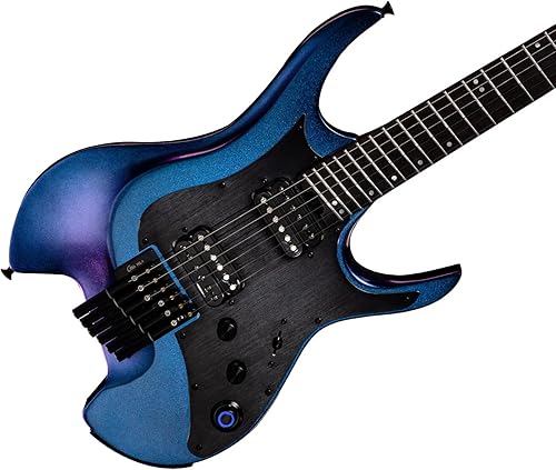 Miniatura 4 de GTRS Guitarra eléctrica W900 Guitarra inteligente sin cabeza con efectos, bucle, vida Bettary 9H, cuerpo de pintura que cambia de color (morado)