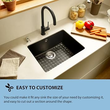 Kitchen Sink Mat - 2Pack Adjustable Sink Protector Mat for Kitchen Ceramic/Stainless Steel Sink - Fast Draining Sink Mats for Bottom of Kitchen Sink - Easy to Clean & DIY Cut (Clear)