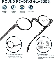 Vista 23 de BLUELESS Vintage Round Reading Glasses Professor Readers (Brown Tortoise, +0.50)