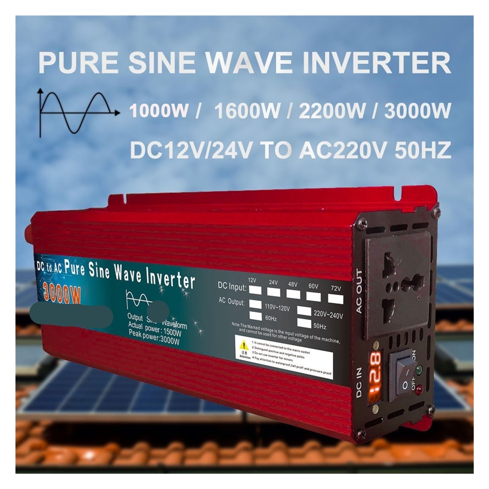 Falownik, Falownik 12V 220V 1000W 2000W 3000W DC 24V 48V 60V do AC czysta fala sinusoidalna przetwornica napięcia moc samochód mikro falownik DIY(2200W,12V)