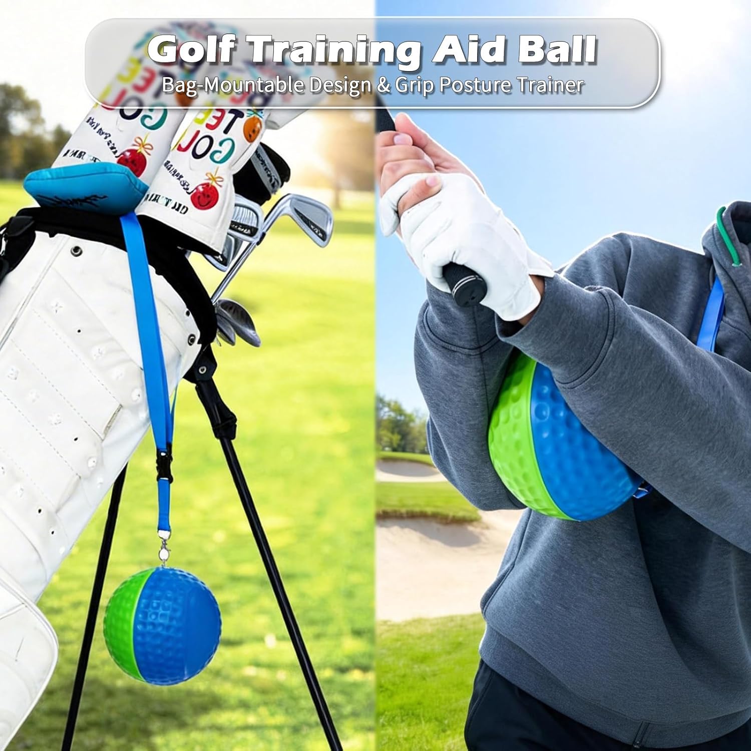 Golf Training Aid, Golf Swing Trainer, Smart Ball, Golf Swing Ball with Soft Memory Foam and Adjustable Lanyard, Enhances Swing Precision and Corrects Slicing, Scooping and Chicken Wing for Golfers