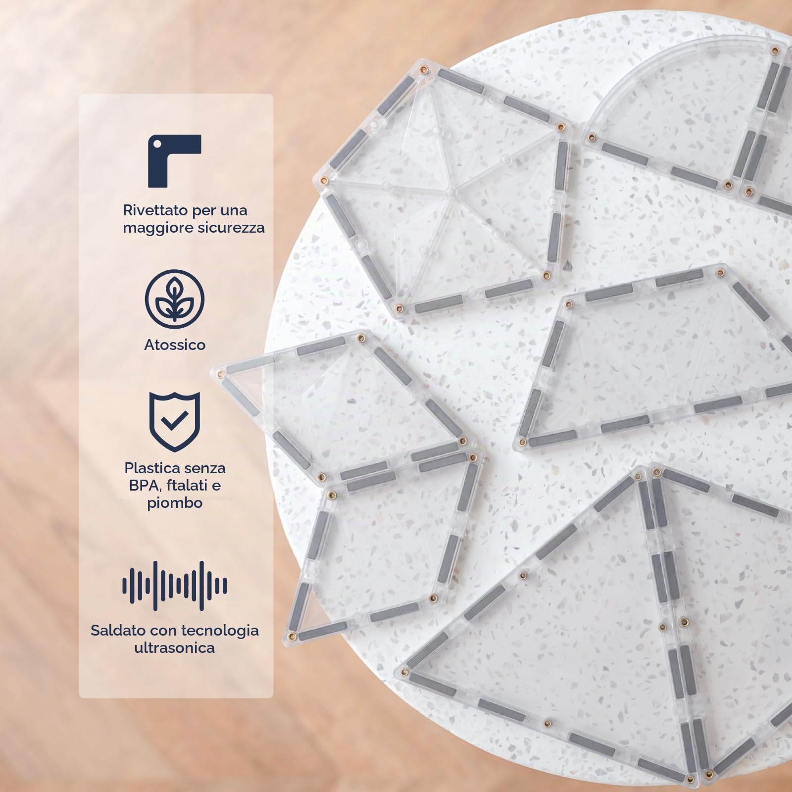 CONNETIX Piastrelle Magnetiche Chiaro Pacchetto Espansione Forma, 24 Pezzi