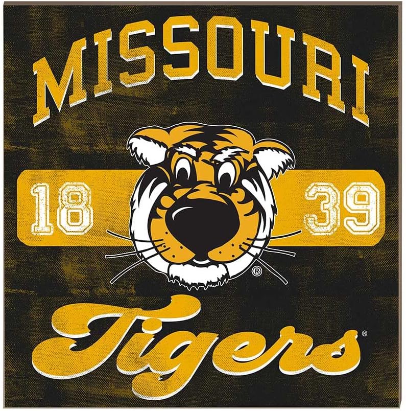 KH Sports Fan Missouri Tigers 10"x10" Retro Team Mascot Sign, One Size, Multi