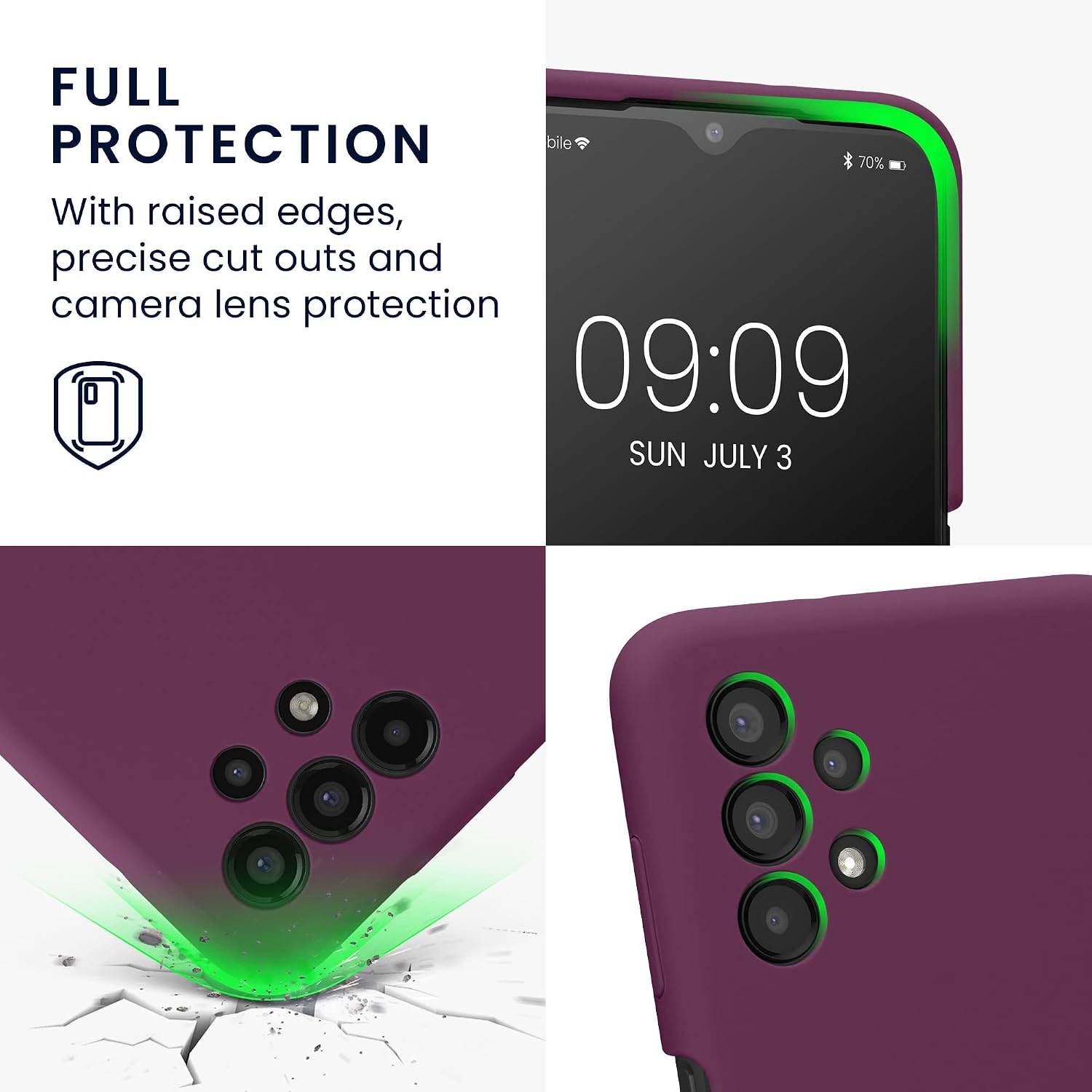 kwmobile Case Compatible with Samsung Galaxy A13 4G Case - Slim TPU Silicone Phone Cover - Soft Touch Finish - Bordeaux Violet