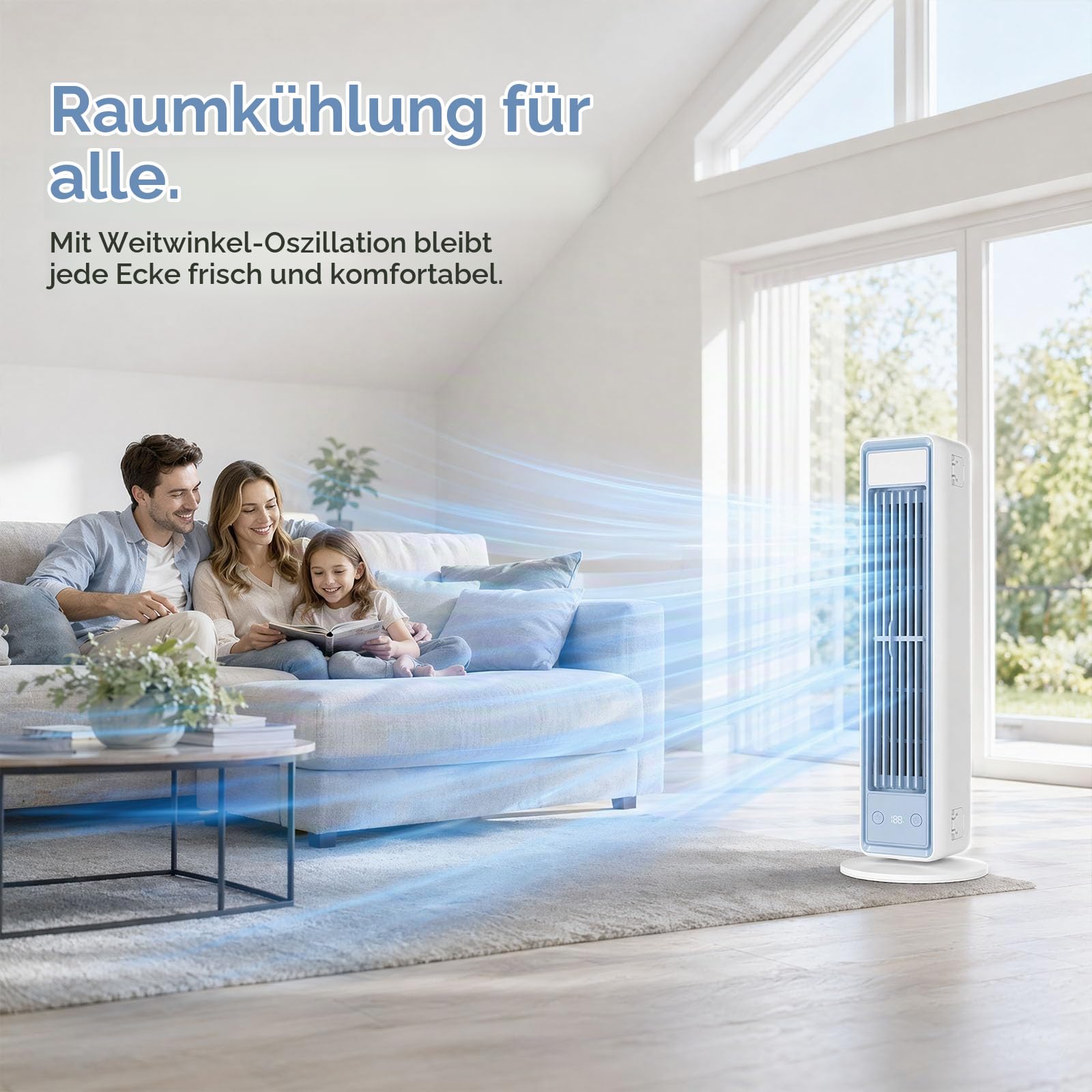 Mobiler Luftkühler für Schreibtisch & Büro, Tragbare Klimaanlage Kompakt, Leiser Tischventilator ohne Flügel, 3 Stufen Kühlung für Konzentriertes Arbeiten