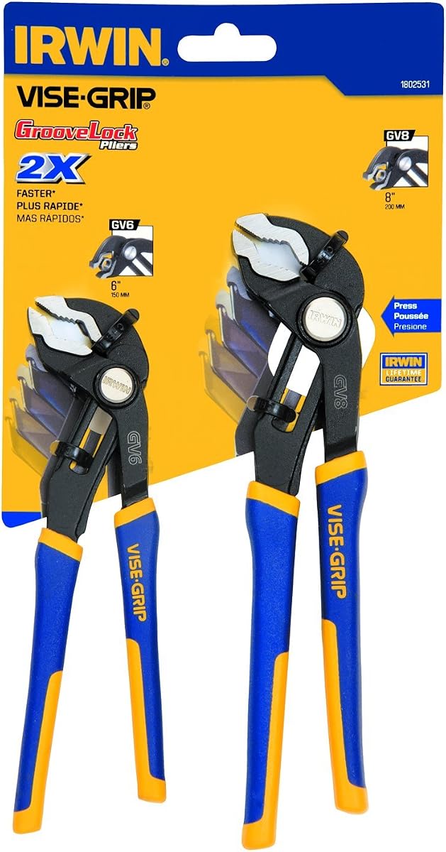 Juego de alicates IRWIN VISE-GRIP, mordaza en V, 2 piezas (1802531), azul