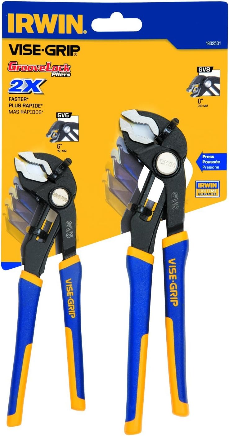 IRWIN VISE-GRIP Pliers Set, V-Jaw, 2 Pieces (1802531), Blue