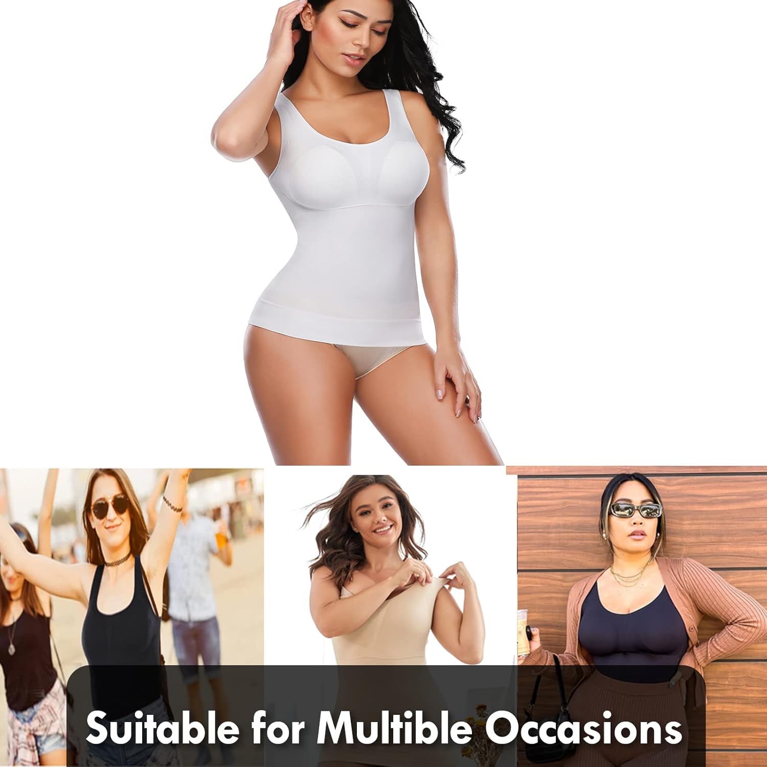 SLIMBELLE Camisole Tops for Women Tummy Control Shapewear Tank Tops with Built in Bra Body Shaper - Image 5