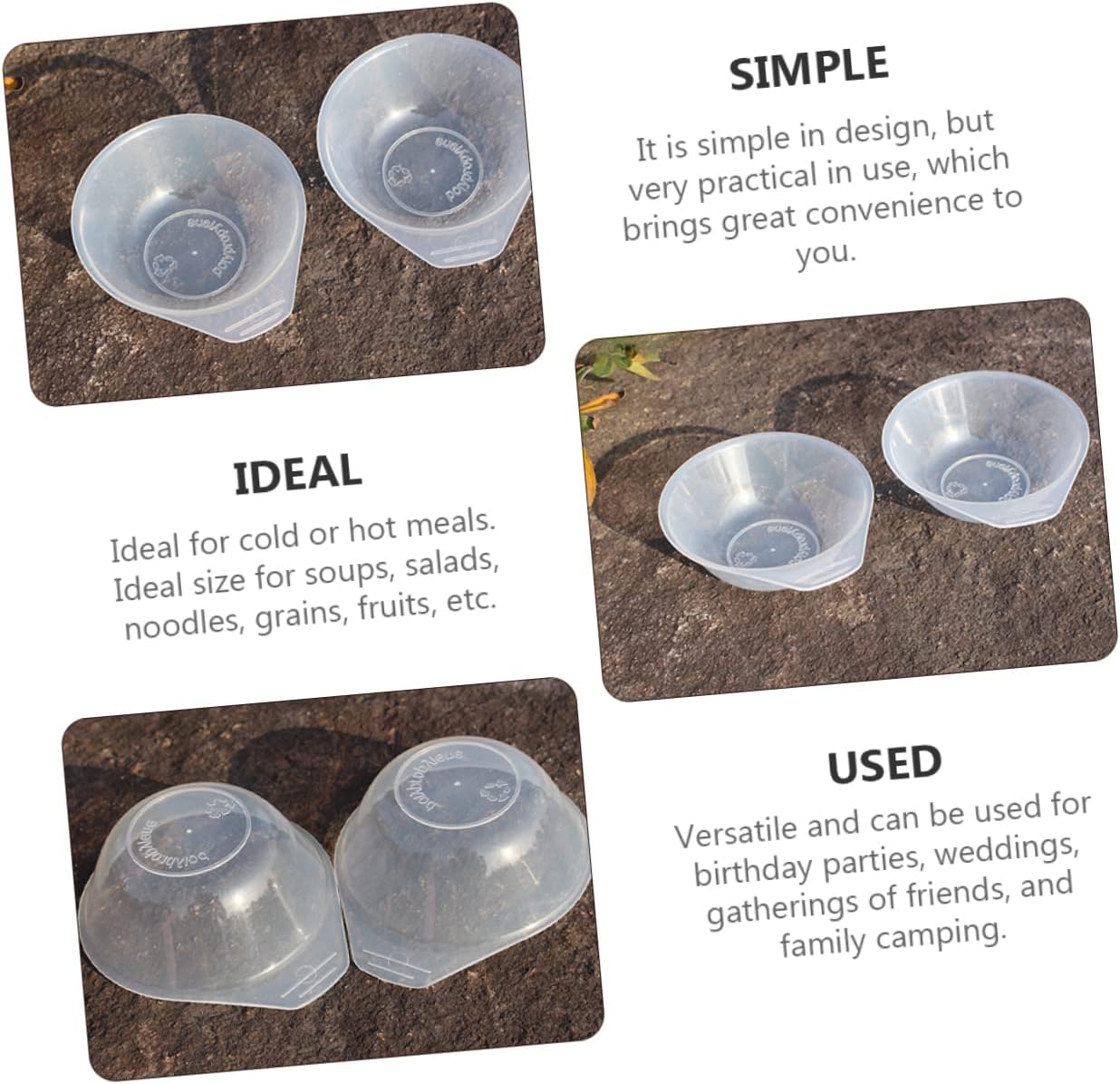 MAGICLULU 4 Pcs Portable Outdoor Mini Plastic Bowls Lightweight Kitchen Tableware Collapsible Camping Bowls for Travel Easy to Store