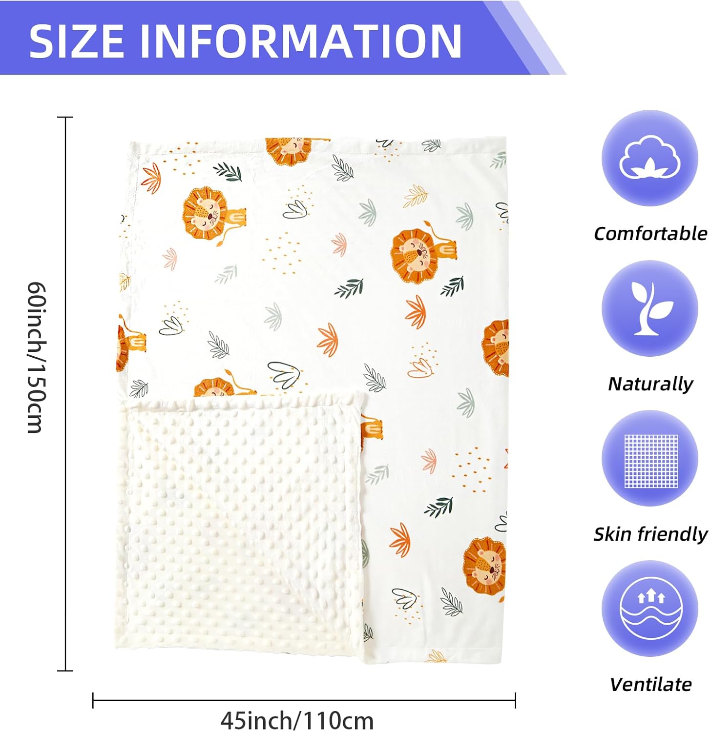 iEvolve Baby Nursery Bed Blankets Ultra Soft Double Layer Mini Blanket Minky Blanket Receiving Blankets Shower Gifts(Hedgehog,45 * 60in)