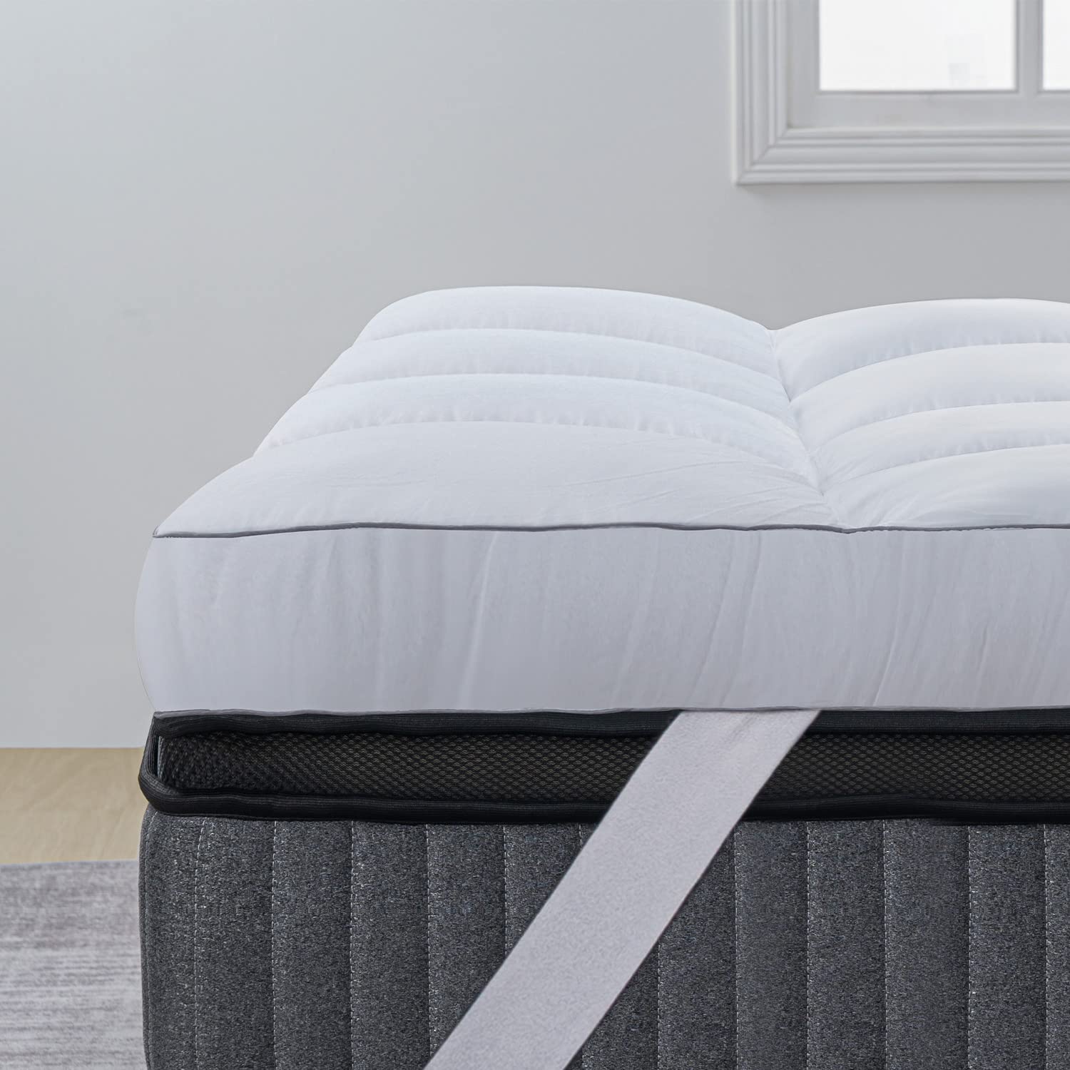 QUEEN ROSE Mattress Topper Queen Extra Soft Pillow Top Mattress Topper Queen for Firm Bed Thick Baffle Box