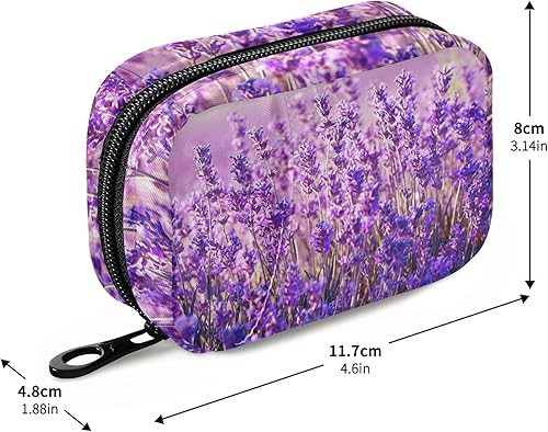 Miniatura 3 de Travel Pill Case Bag Floral Lavender Field Weekly Pill Box 8 Compartments 7 Day Individual Pill Case Purse Zippered Medicine Case Organizer