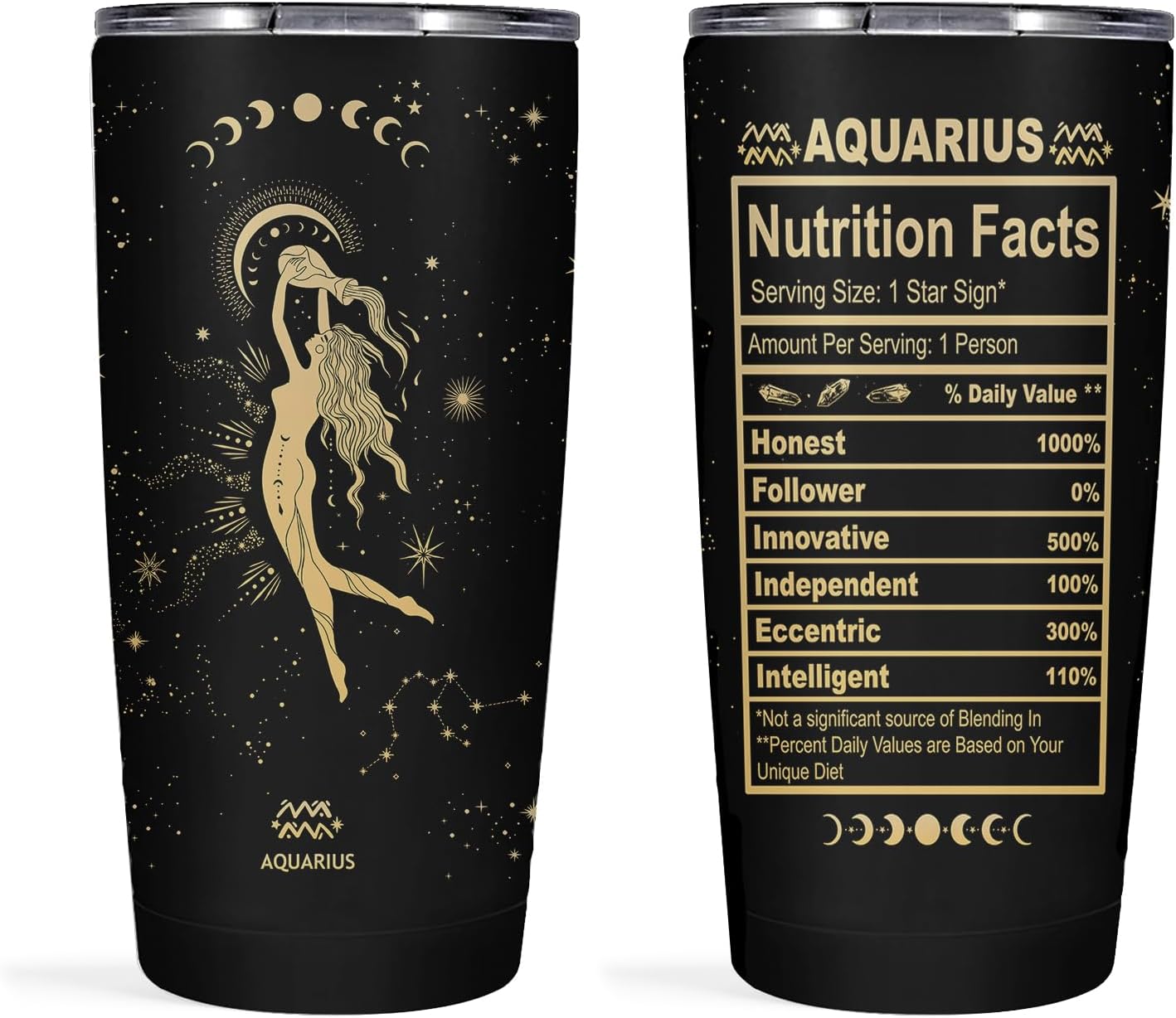 Aquarius Gifts for Women: 20 OZ Astrology Tumbler Cup, Witchy Gothic Gifts Stainless Steel Insulated Constellation Tumbler