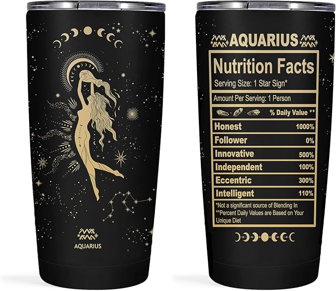 Aquarius Gifts for Women: 20 OZ Astrology Tumbler Cup, Witchy Gothic Gifts Stainless Steel Insulated Constellation Tumbler
