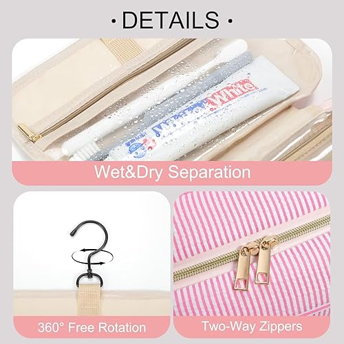 Miniatura 3 de TOPEAST Neceser de viaje colgante para mujer, bolsa de viaje para artículos de aseo personal y bolsa de maquillaje, bolsa de viaje portátil para