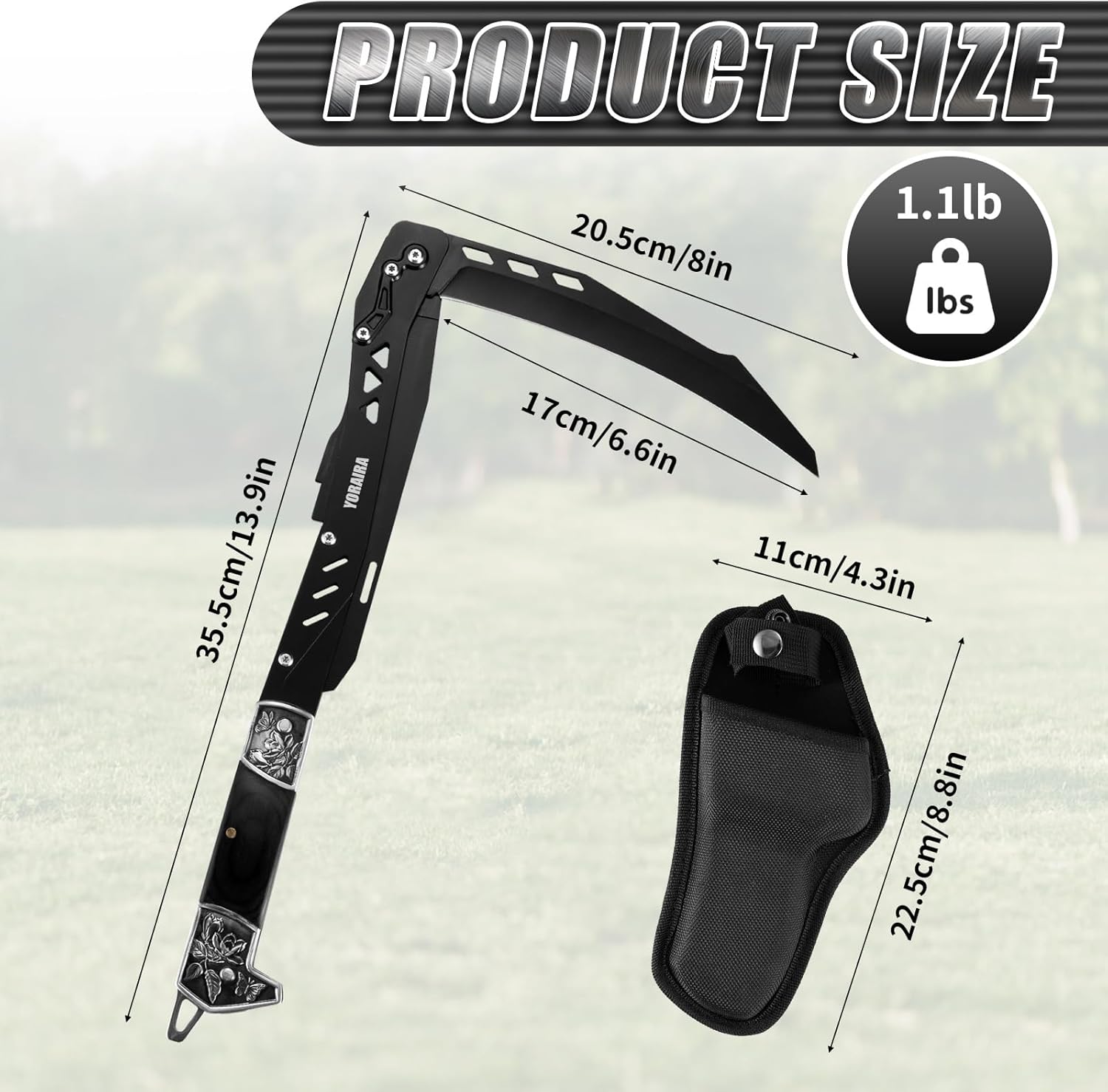 Folding Hand Saw, Stainless Steel Sickle Blade with Safety Lock, Serrated Edge for Wood Cutting, Camping and Gardening