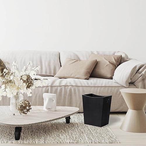 Miniatura 3 de SEHERTIWY Basurero de bambú, contenedor de basura de granja para baño, oficina, dormitorio, sala de estar, contenedor de basura rústico cuadrado