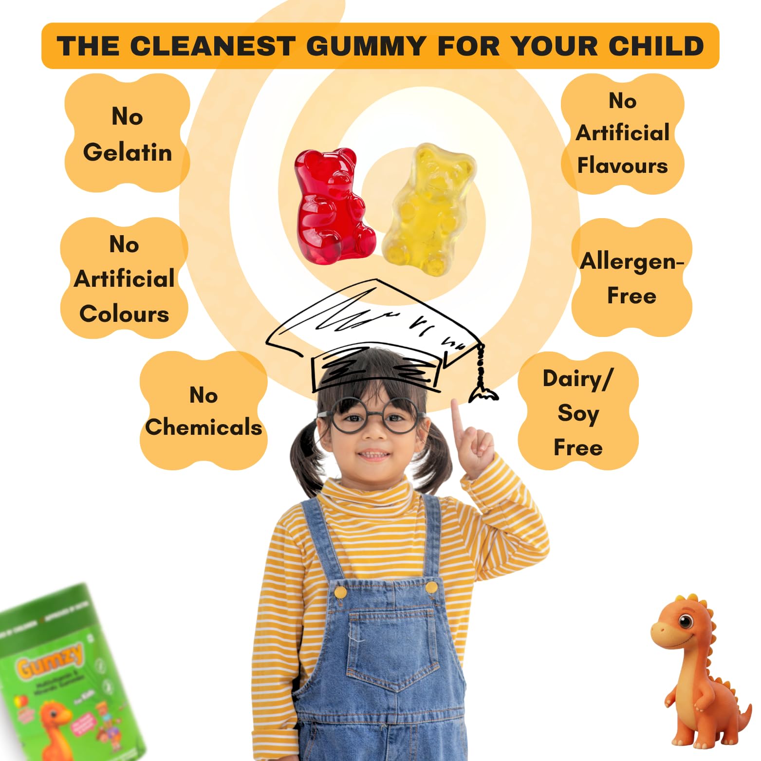 Kids Daily Multivitamin Gummies | 11 Vitamins & Minerals for Immunity, Growth, Bone Health & Brain Development | Sugar-Free, Vegan, Non-GMO | Lemon & Strawberry Flavour | Daily Chewable Supplement for Boys & Girls Age 2-12 | 30 Gummies — Amazon image 2