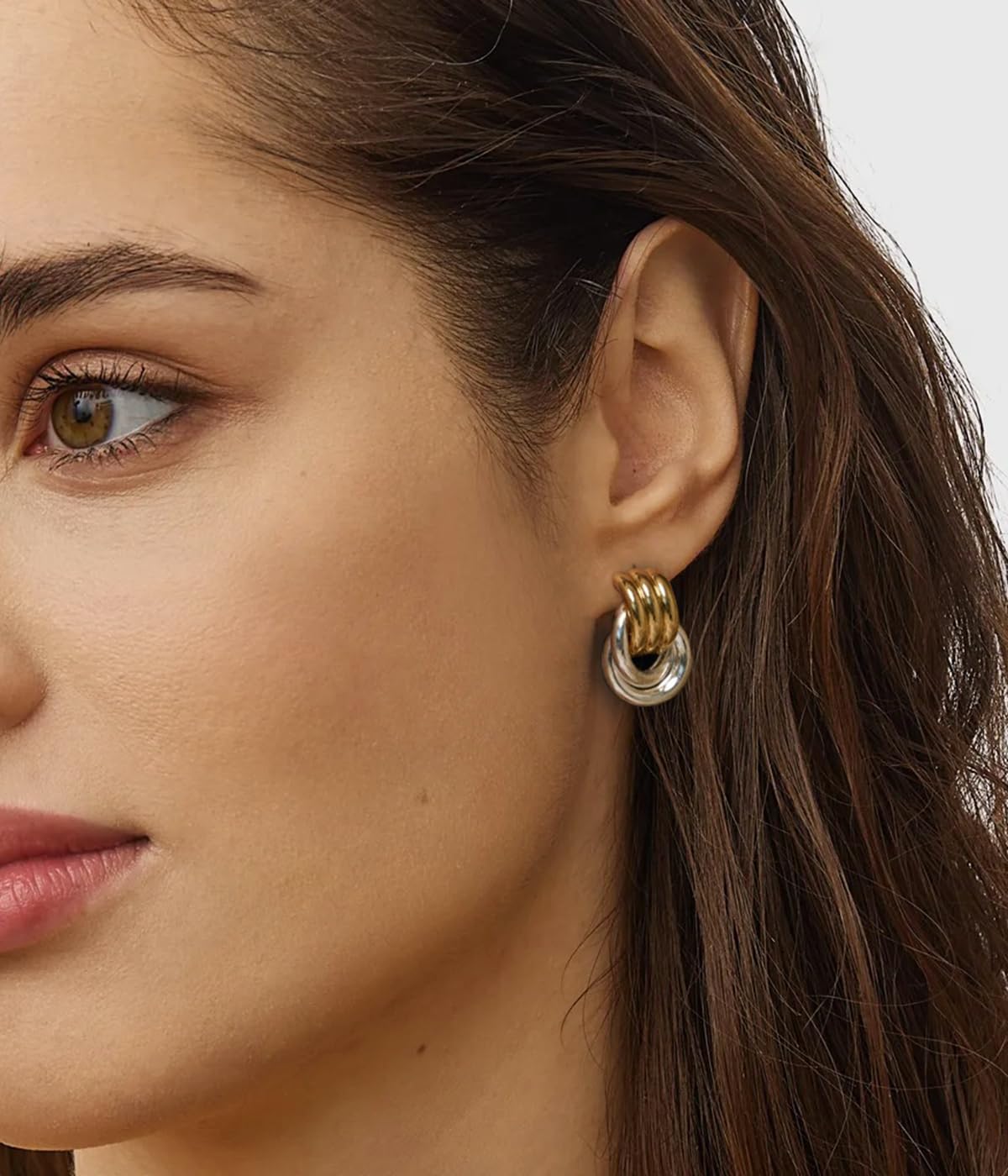 Chunky Small Knot Earrings Gold Silver Geometric Earrings for Women Dainty Gold and Silver Plated Dangle Drop Earrings Hypoallergenic and Lightweight Fashion Trendy Jewelry Gifts - Image 2